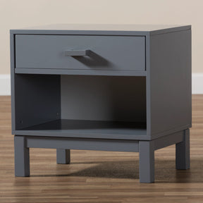 Baxton Studio Deirdre Modern and Contemporary Grey Wood 1-Drawer Nightstand Baxton Studio-nightstands-Minimal And Modern - 10