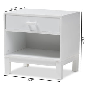 Baxton Studio Deirdre Modern and Contemporary White Wood 1-Drawer Nightstand Baxton Studio-nightstands-Minimal And Modern - 2
