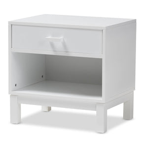 Baxton Studio Deirdre Modern and Contemporary White Wood 1-Drawer Nightstand Baxton Studio-nightstands-Minimal And Modern - 1