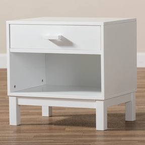 Baxton Studio Deirdre Modern and Contemporary White Wood 1-Drawer Nightstand Baxton Studio-nightstands-Minimal And Modern - 10