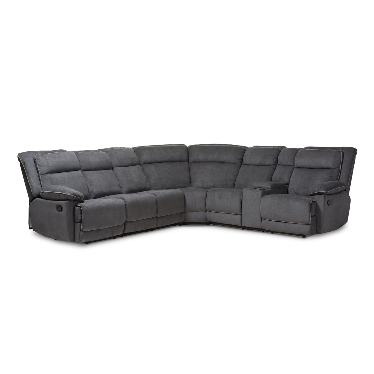 Baxton Studio Sabella Modern and Contemporary Dark Grey and Light Grey Two-Tone Fabric 7-Piece Reclining Sectional Baxton Studio-sofas-Minimal And Modern - 1