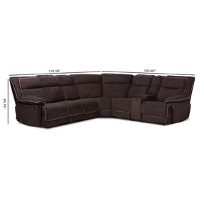 Baxton Studio Sabella Modern and Contemporary Light Brown Fabric Upholstered 7-Piece Reclining Sectional Baxton Studio-sofas-Minimal And Modern - 3