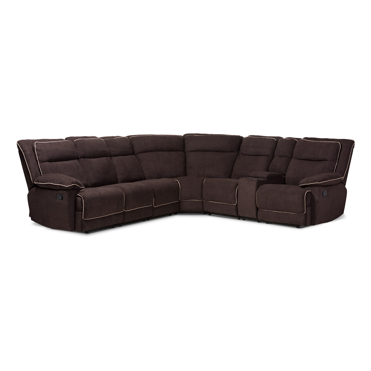 Baxton Studio Sabella Modern and Contemporary Light Brown Fabric Upholstered 7-Piece Reclining Sectional Baxton Studio-sofas-Minimal And Modern - 1