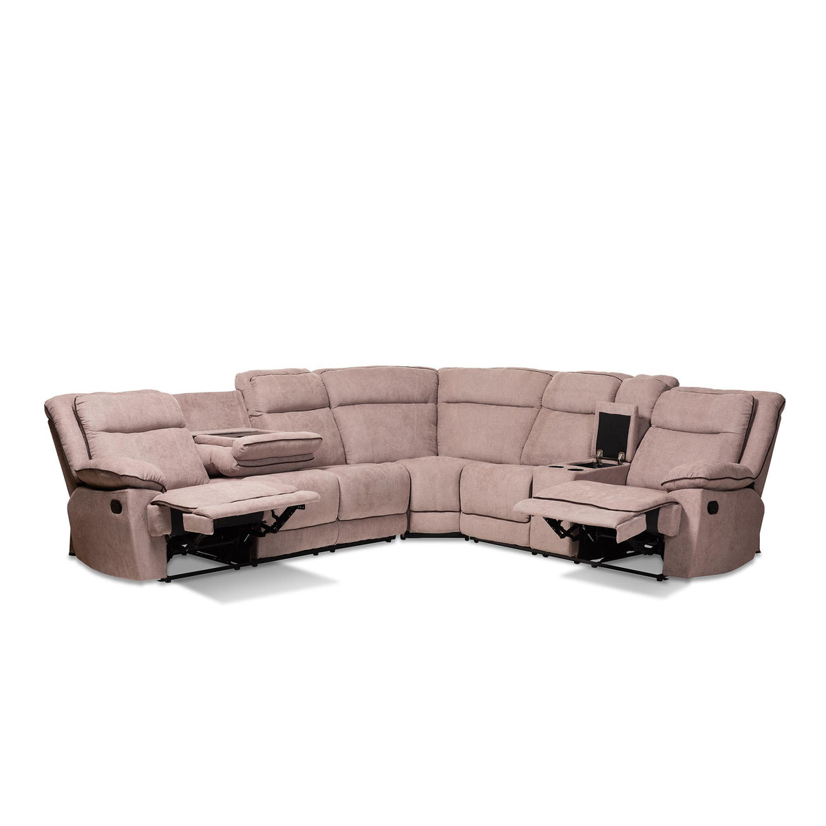 Baxton Studio Sabella Modern And Contemporary Taupe Fabric Upholstered 7-Piece Reclining Sectional - RX038A-Taupe-SF