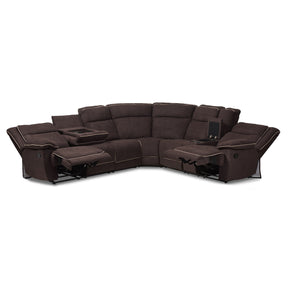 Baxton Studio Sabella Modern and Contemporary Light Brown Fabric Upholstered 7-Piece Reclining Sectional Baxton Studio-sofas-Minimal And Modern - 5