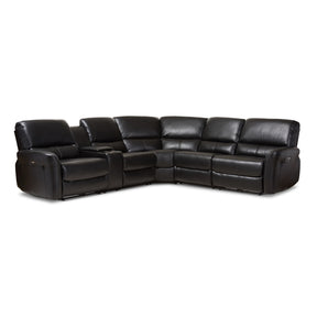 Baxton Studio Amaris Modern and Contemporary Black Bonded Leather 5-Piece Power Reclining Sectional Sofa with USB Ports Baxton Studio-sofas-Minimal And Modern - 1