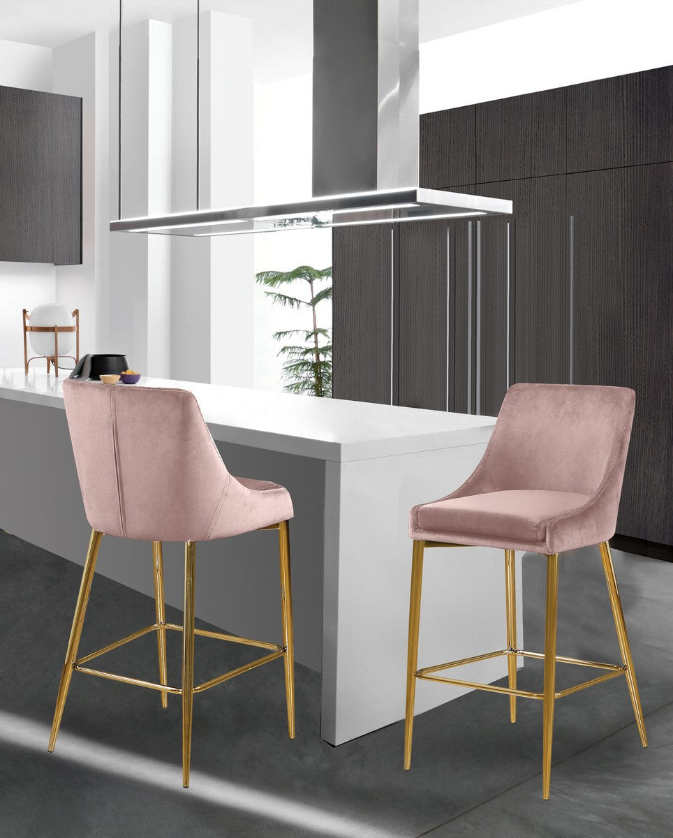 Meridian Furniture Karina Pink Velvet Stool - Set of 2
