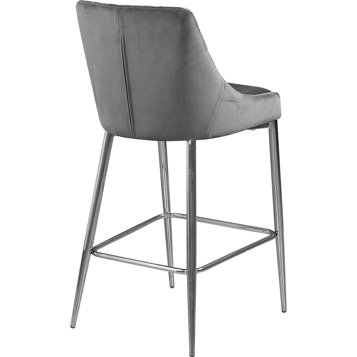 Meridian Furniture Karina Grey Velvet Stool-Minimal & Modern