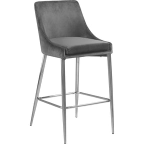 Meridian Furniture Karina Grey Velvet Stool-Minimal & Modern