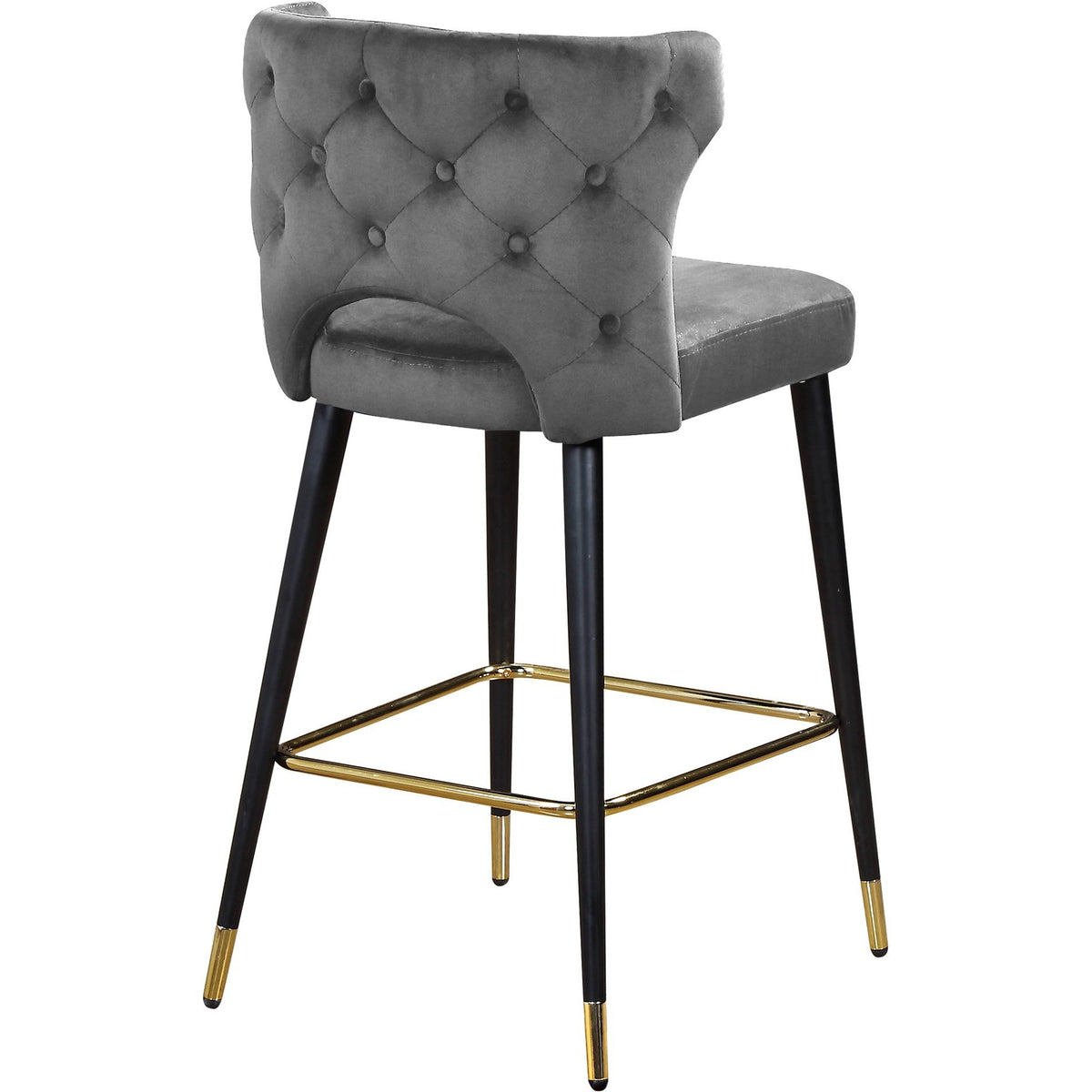 Meridian Furniture Kelly Grey Velvet Stool-Minimal & Modern