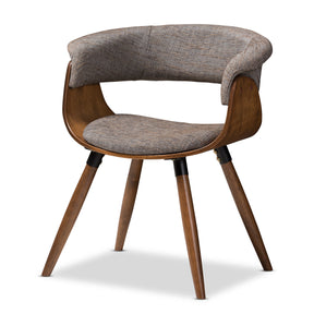 Baxton Studio Bryce Mid-Century Modern Grey Fabric Upholstered Walnut Finished Bent Wood Dining Chair Baxton Studio-dining chair-Minimal And Modern - 1