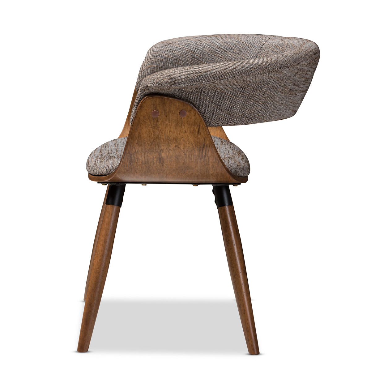 Baxton Studio Bryce Mid-Century Modern Grey Fabric Upholstered Walnut Finished Bent Wood Dining Chair Baxton Studio-dining chair-Minimal And Modern - 3