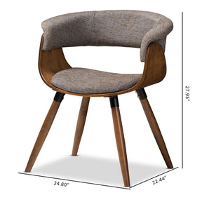 Baxton Studio Bryce Mid-Century Modern Grey Fabric Upholstered Walnut Finished Bent Wood Dining Chair Baxton Studio-dining chair-Minimal And Modern - 9