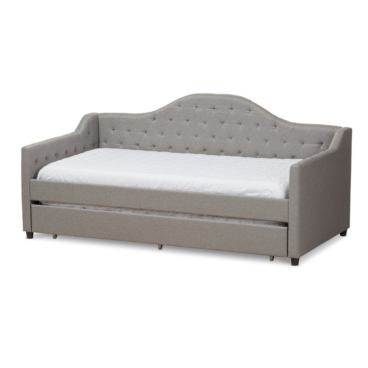 Baxton Studio Perry Modern and Contemporary Light Grey Fabric Daybed with Trundle Baxton Studio-daybed-Minimal And Modern - 1