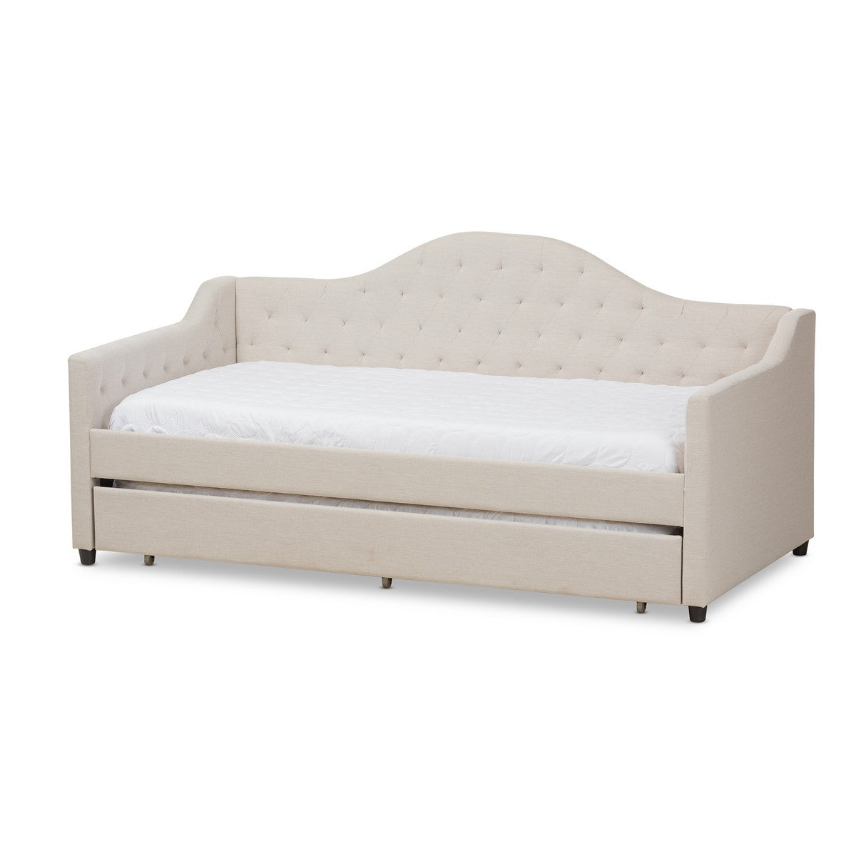 Baxton Studio Perry Modern and Contemporary Light Beige Fabric Daybed with Trundle Baxton Studio-daybed-Minimal And Modern - 1