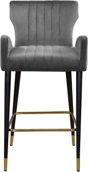 Meridian Furniture Luxe Grey Velvet Stool - Set of 2
