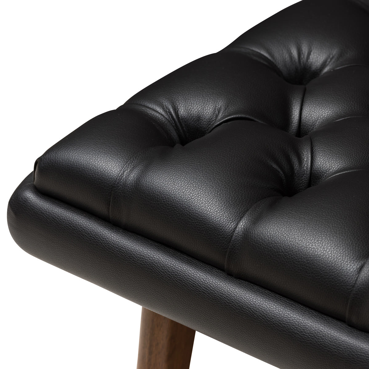 Baxton Studio Annetha Mid-Century Modern Black Faux Leather Upholstered Walnut Finished Wood Chair And Ottoman Set Baxton Studio-0-Minimal And Modern - 5