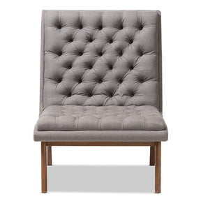Baxton Studio Annetha Mid-Century Modern Grey Fabric Upholstered Walnut Finished Wood Lounge Chair Baxton Studio-chairs-Minimal And Modern - 2
