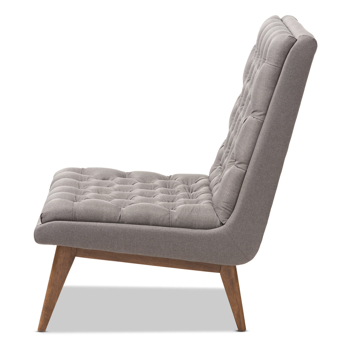 Baxton Studio Annetha Mid-Century Modern Grey Fabric Upholstered Walnut Finished Wood Lounge Chair Baxton Studio-chairs-Minimal And Modern - 3