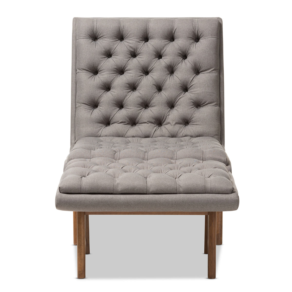 Baxton Studio Annetha Mid-Century Modern Grey Fabric Upholstered Walnut Finished Wood Chair And Ottoman Set Baxton Studio-0-Minimal And Modern - 2