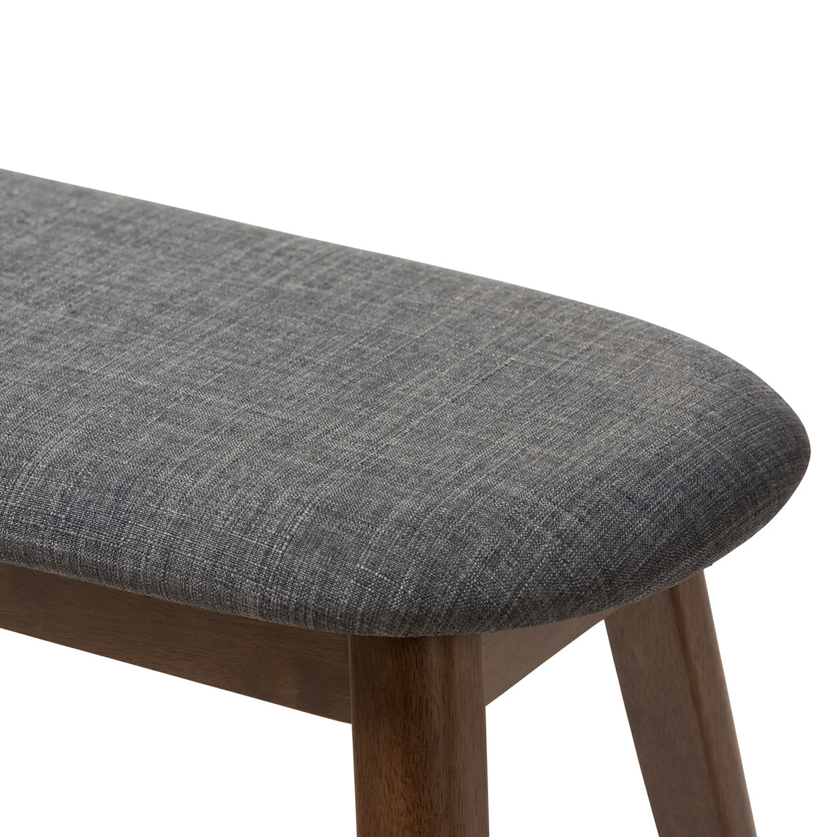 Baxton Studio Easton Mid-Century Modern Dark Grey Fabric Upholstered Walnut Finished Wood Bench Baxton Studio-benches-Minimal And Modern - 5