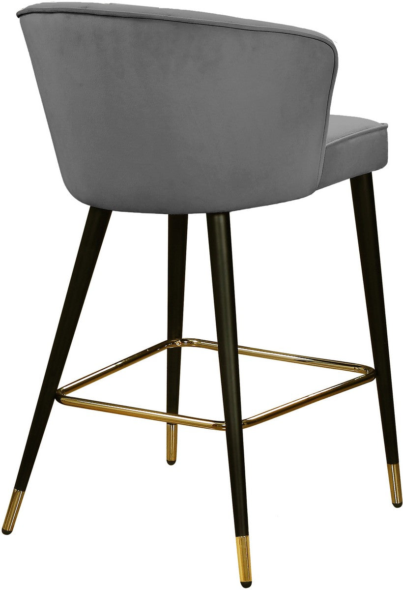Meridian Furniture Cassie Grey Velvet Stool - Set of 2