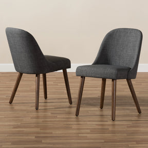 Baxton Studio Cody Mid-Century Modern Dark Grey Fabric Upholstered Walnut Finished Wood Dining Chair (Set of 2) Baxton Studio-dining chair-Minimal And Modern - 7