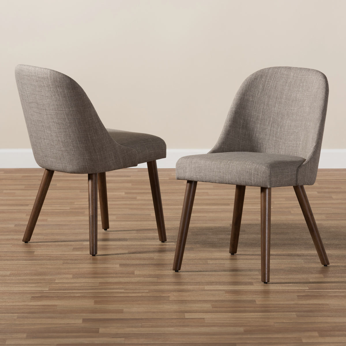 Baxton Studio Cody Mid-Century Modern Light Grey Fabric Upholstered Walnut Finished Wood Dining Chair (Set of 2) Baxton Studio-dining chair-Minimal And Modern - 7