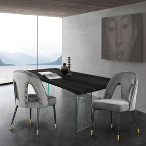Meridian Furniture Akoya Grey Velvet Dining Chair - Set of 2