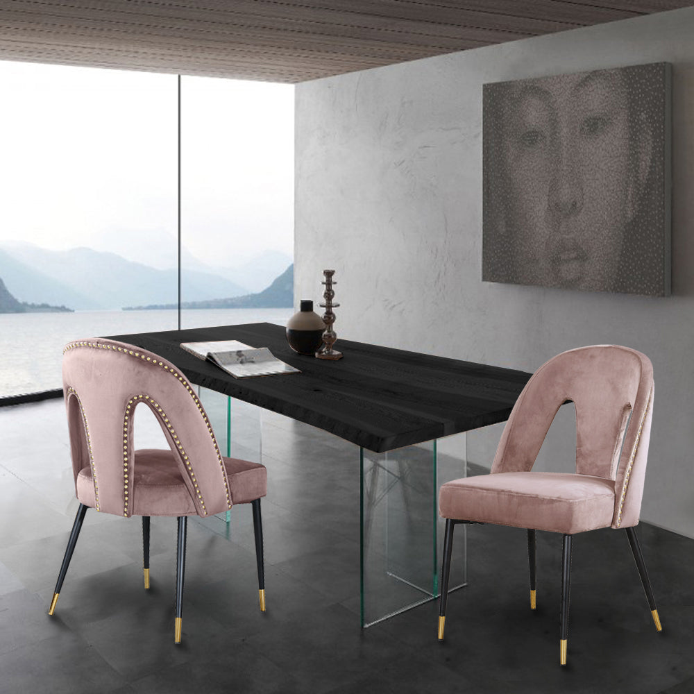 Meridian Furniture Akoya Pink Velvet Dining Chair - Set of 2