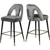 Meridian Furniture Akoya Grey Velvet StoolMeridian Furniture - Stool - Minimal And Modern - 1