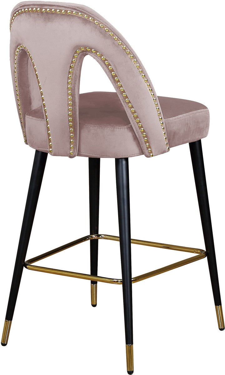Meridian Furniture Akoya Pink Velvet Stool - Set of 2