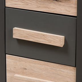Baxton Studio Pandora Modern and Contemporary Dark Grey and Light Brown Two-Tone 4-Drawer Storage Cabinet