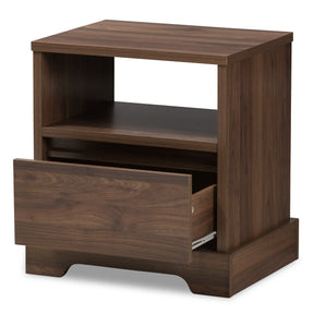 Baxton Studio Burnwood Modern and Contemporary Walnut Brown Finished Wood 1-Drawer Nightstand Baxton Studio-nightstands-Minimal And Modern - 3