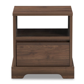 Baxton Studio Burnwood Modern and Contemporary Walnut Brown Finished Wood 1-Drawer Nightstand Baxton Studio-nightstands-Minimal And Modern - 4