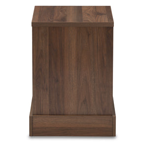 Baxton Studio Burnwood Modern and Contemporary Walnut Brown Finished Wood 1-Drawer Nightstand Baxton Studio-nightstands-Minimal And Modern - 5