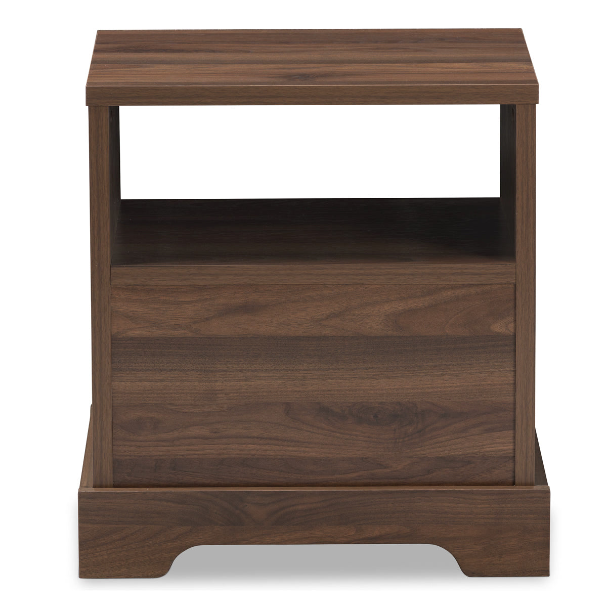 Baxton Studio Burnwood Modern and Contemporary Walnut Brown Finished Wood 1-Drawer Nightstand Baxton Studio-nightstands-Minimal And Modern - 6