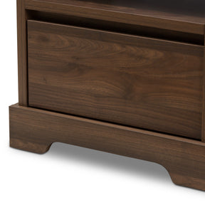 Baxton Studio Burnwood Modern and Contemporary Walnut Brown Finished Wood 1-Drawer Nightstand Baxton Studio-nightstands-Minimal And Modern - 7