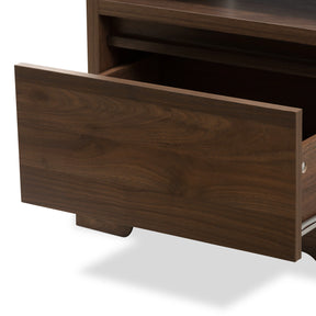 Baxton Studio Burnwood Modern and Contemporary Walnut Brown Finished Wood 1-Drawer Nightstand Baxton Studio-nightstands-Minimal And Modern - 8
