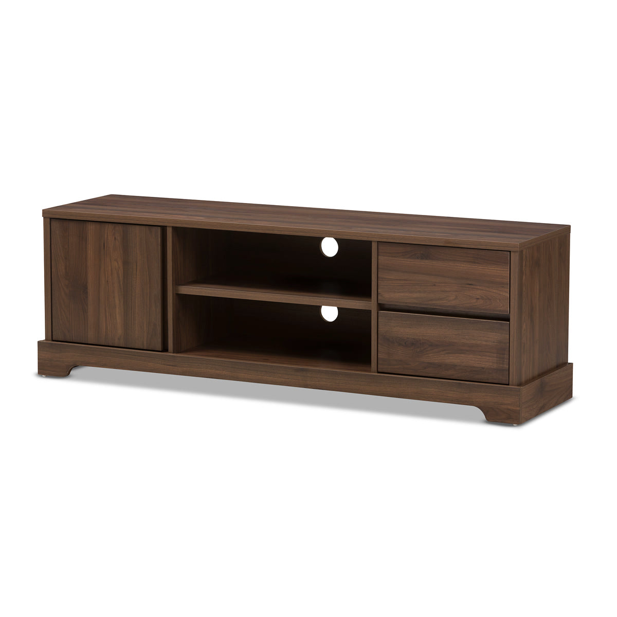 Baxton Studio Burnwood Modern and Contemporary Walnut Brown Finished Wood TV Stand Baxton Studio-TV Stands-Minimal And Modern - 1