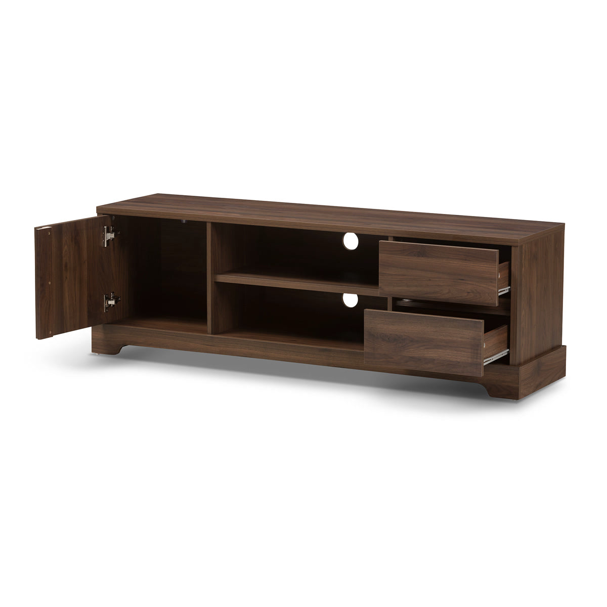 Baxton Studio Burnwood Modern and Contemporary Walnut Brown Finished Wood TV Stand Baxton Studio-TV Stands-Minimal And Modern - 2