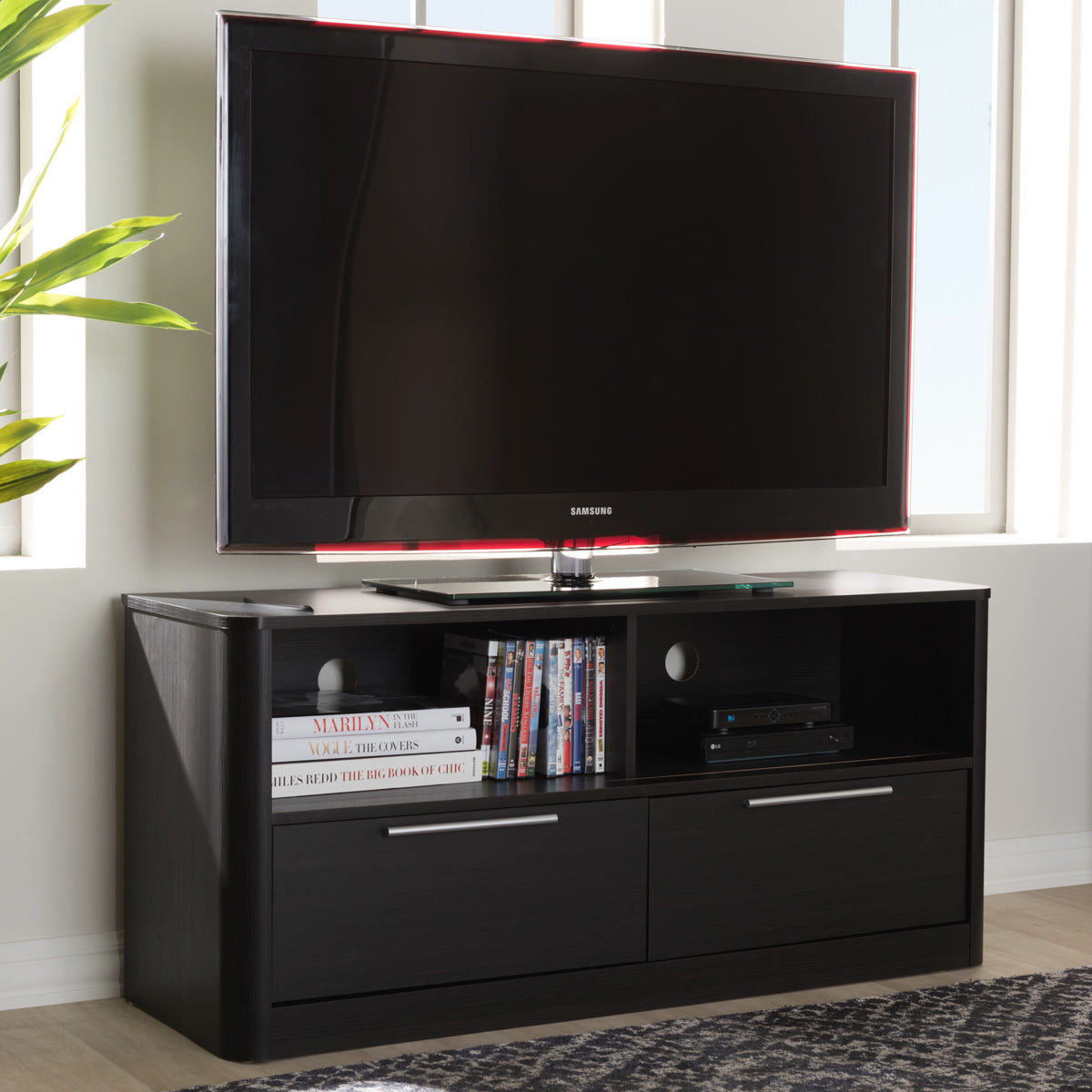 Baxton Studio Carlingford Modern and Contemporary Espresso Brown Finished Wood 2-Drawer TV Stand Baxton Studio-TV Stands-Minimal And Modern - 9