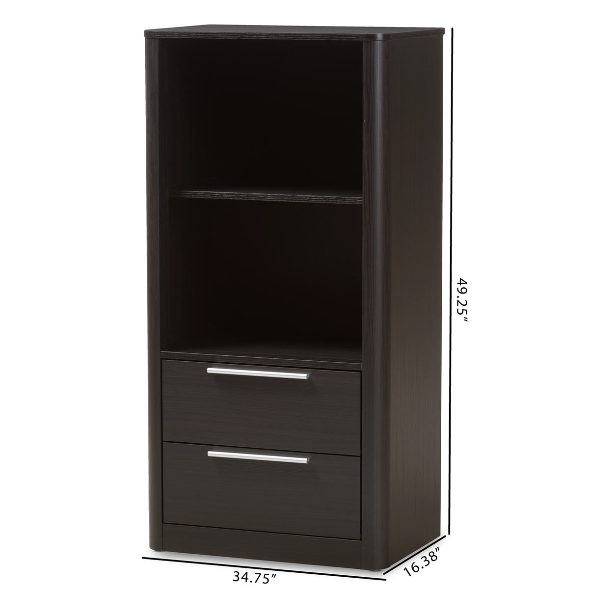 Baxton Studio Carlingford Modern and Contemporary Espresso Brown Finished Wood 2-Drawer Bookcase Baxton Studio-0-Minimal And Modern - 2