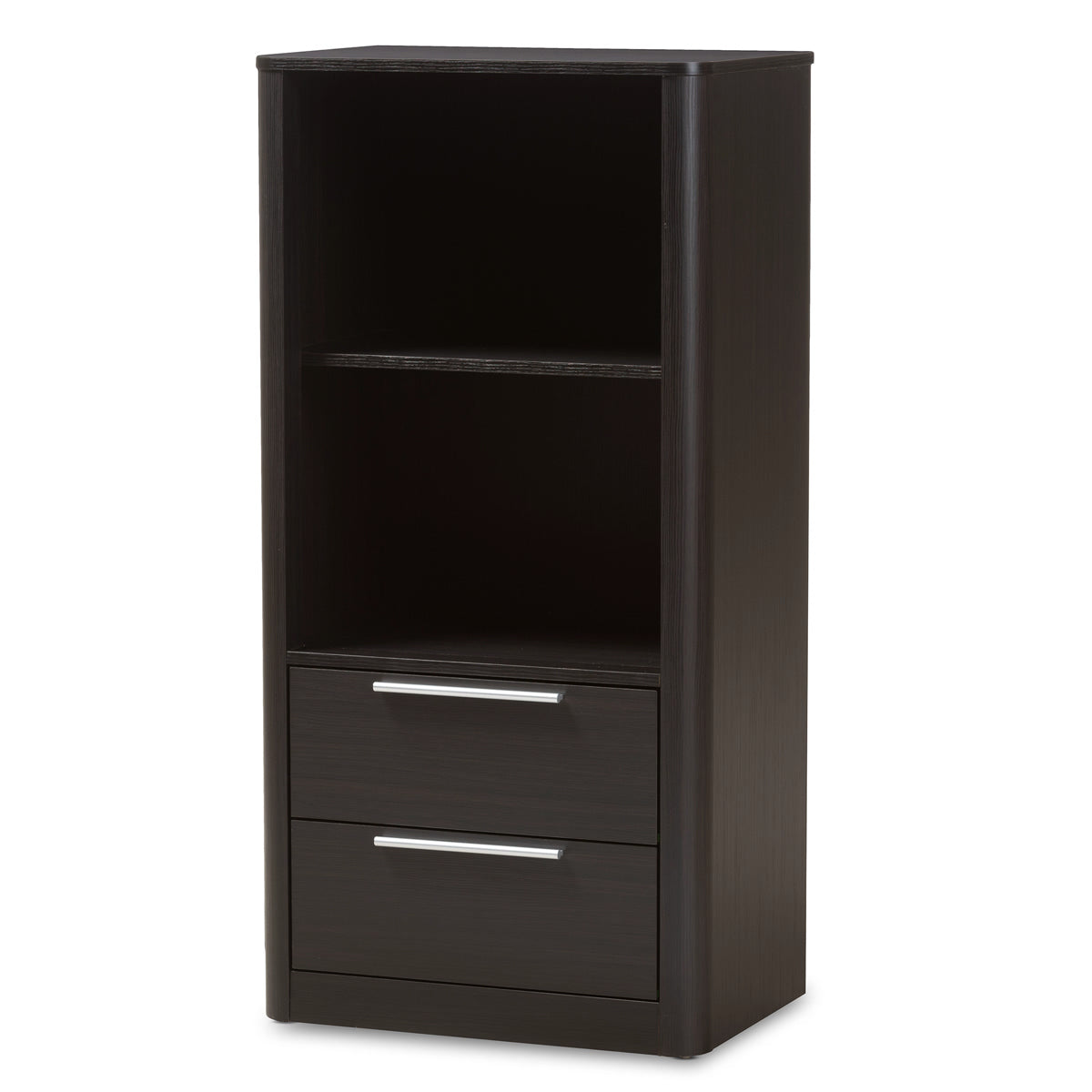 Baxton Studio Carlingford Modern and Contemporary Espresso Brown Finished Wood 2-Drawer Bookcase Baxton Studio-0-Minimal And Modern - 1
