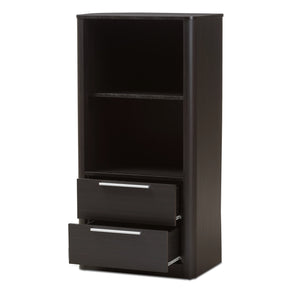 Baxton Studio Carlingford Modern and Contemporary Espresso Brown Finished Wood 2-Drawer Bookcase Baxton Studio-0-Minimal And Modern - 3