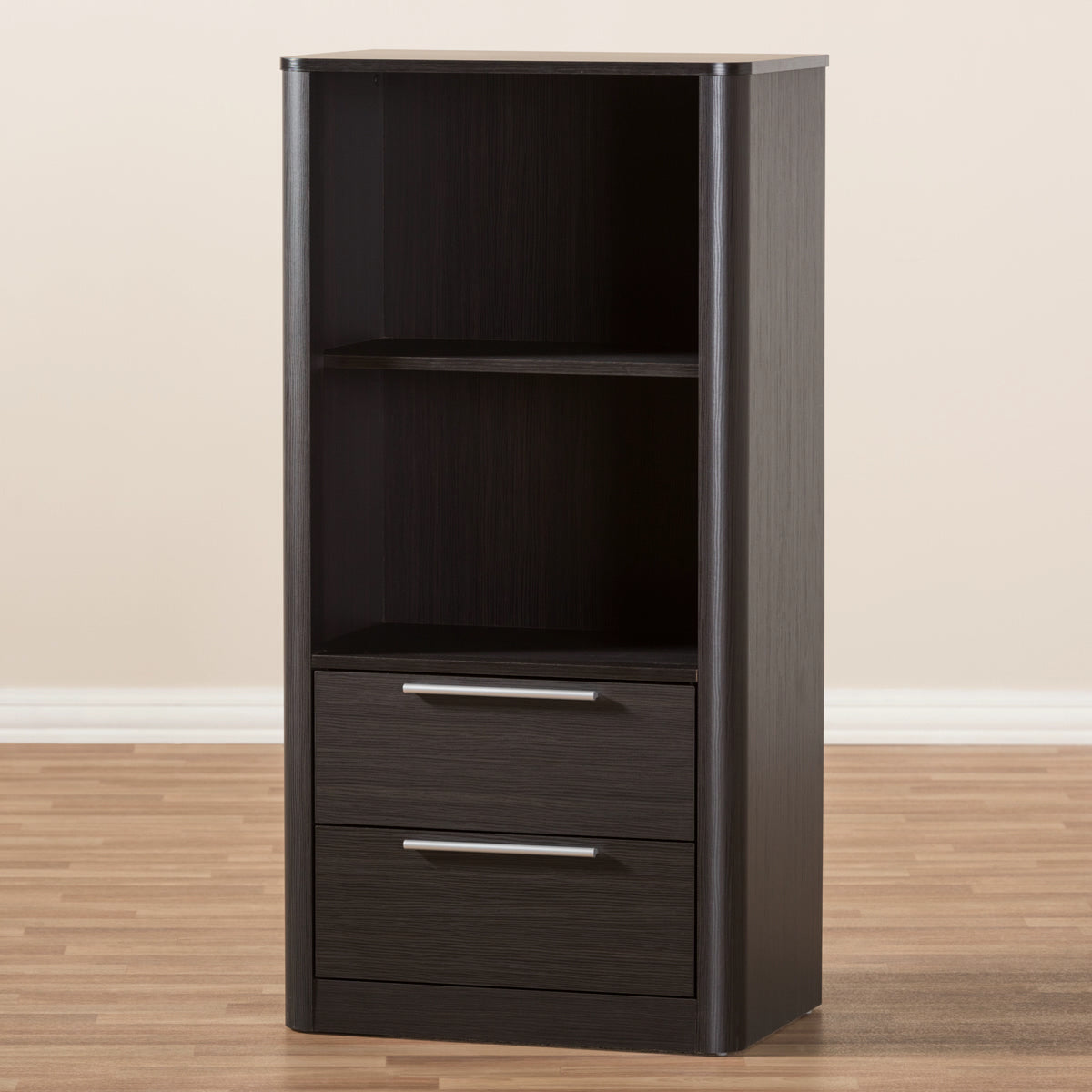 Baxton Studio Carlingford Modern and Contemporary Espresso Brown Finished Wood 2-Drawer Bookcase Baxton Studio-0-Minimal And Modern - 10