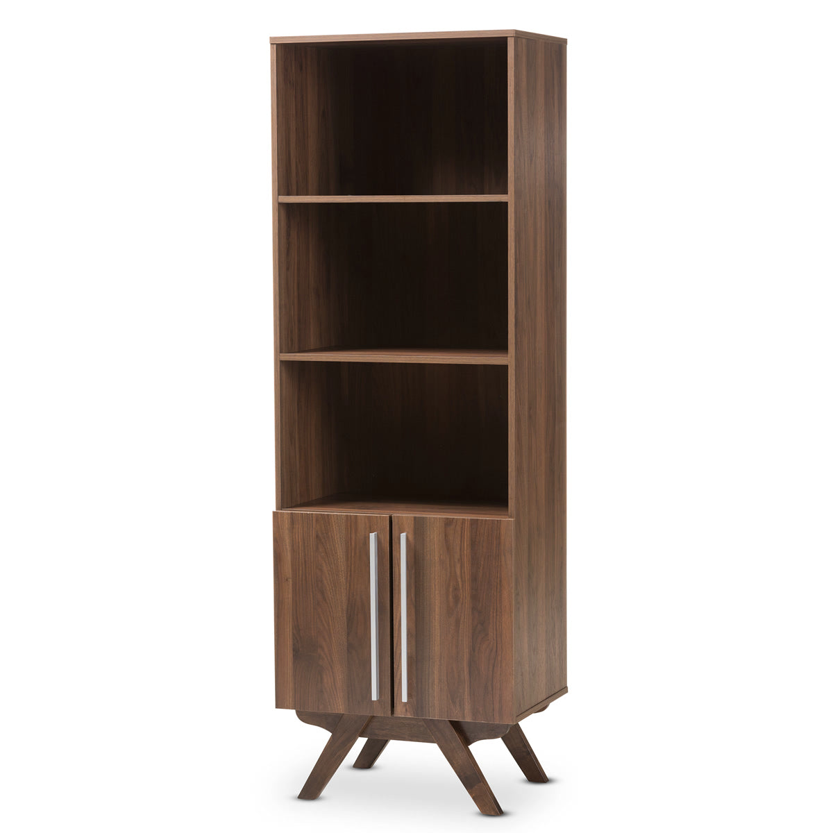 Baxton Studio Ashfield Mid-Century Modern Walnut Brown Finished Wood Bookcase Baxton Studio-0-Minimal And Modern - 1