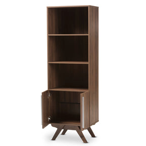 Baxton Studio Ashfield Mid-Century Modern Walnut Brown Finished Wood Bookcase Baxton Studio-0-Minimal And Modern - 2