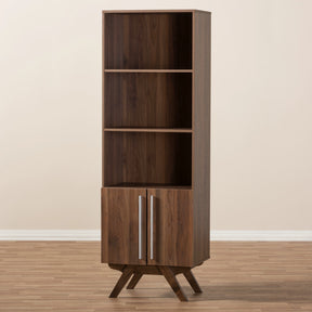 Baxton Studio Ashfield Mid-Century Modern Walnut Brown Finished Wood Bookcase Baxton Studio-0-Minimal And Modern - 8