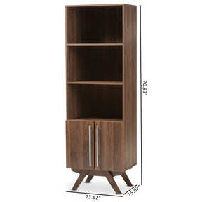 Baxton Studio Ashfield Mid-Century Modern Walnut Brown Finished Wood Bookcase Baxton Studio-0-Minimal And Modern - 9